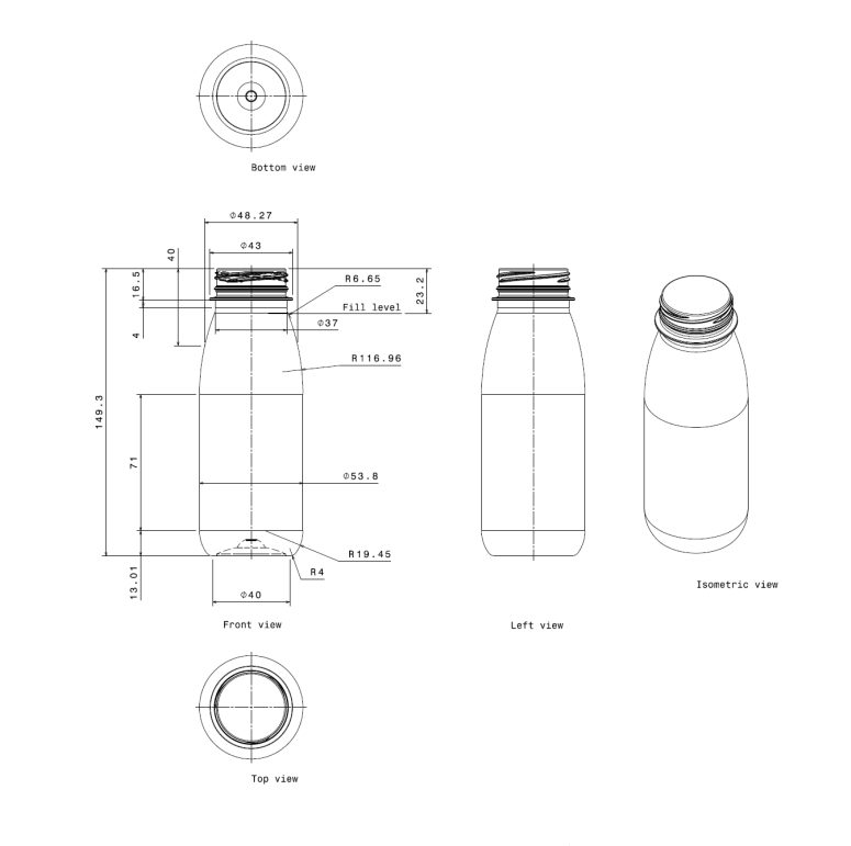 250ml Clear Plastic Bottles & Caps