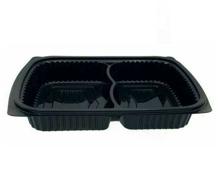 Somoplast [821] 1250cc 2 Compartment Black Microwaveable Container (Base)
