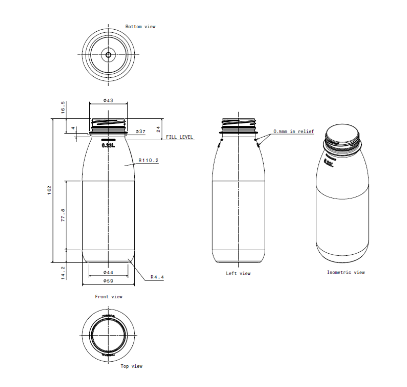 330ml Clear Plastic Bottles & Caps