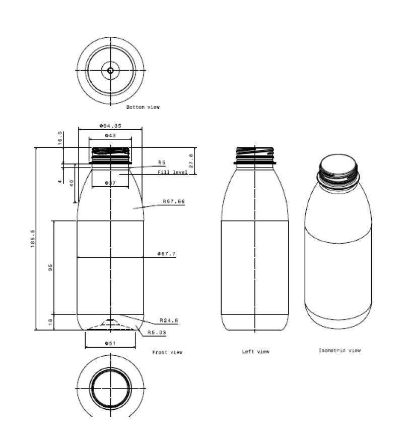 500ml Clear Plastic Bottles & Caps