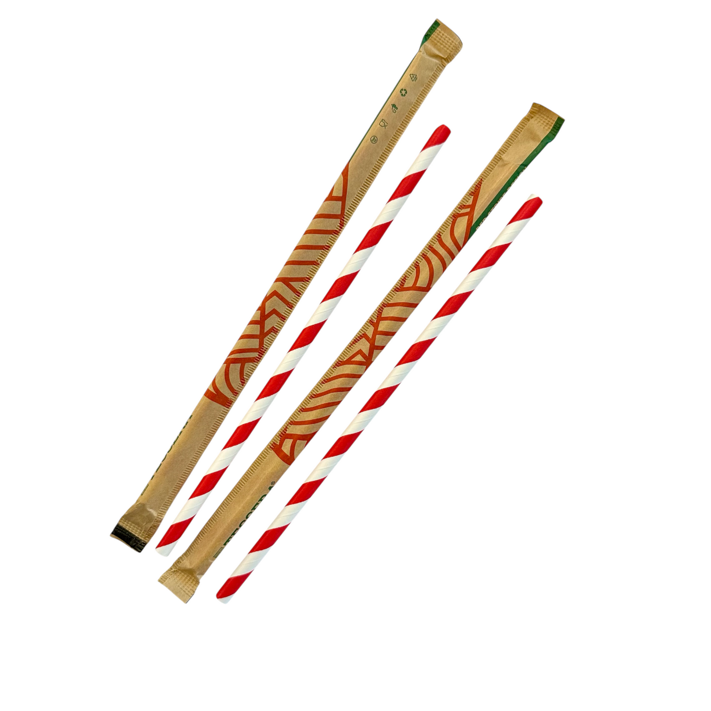 Individually Wrapped Red Stripe Paper Straws