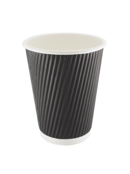 12oz Ripple Black Paper Cup