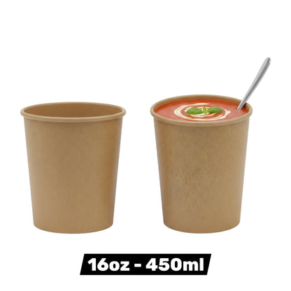 Kraft Paper Soup Containers with Lids – Leak-Proof Food Packaging (4 Sizes Available)