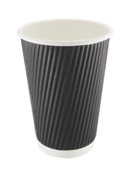 16oz Ripple Black Paper Cup