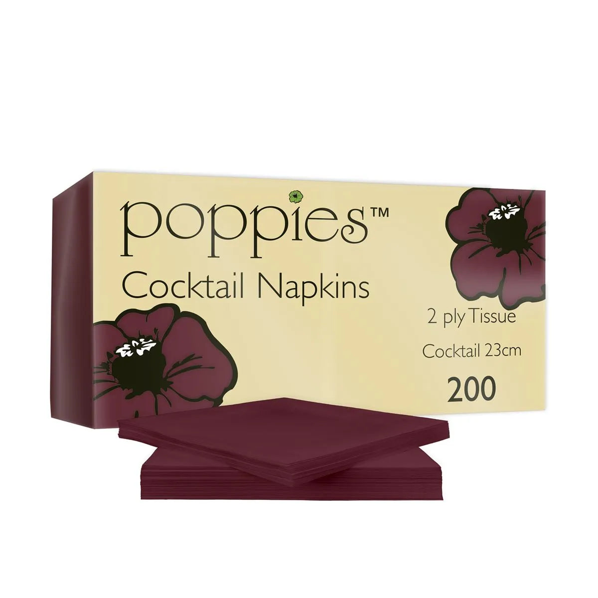 Poppies 24x24 2ply Bordeaux Napkin