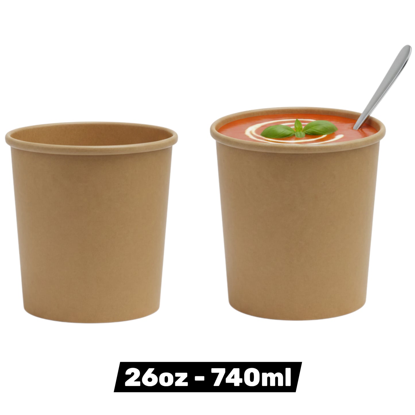 Kraft Paper Soup Containers with Lids – Leak-Proof Food Packaging (4 Sizes Available)