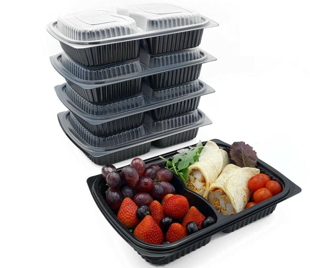 Somoplast [825] 1000cc 2 Compartment Black Microwaveable Container (Base)