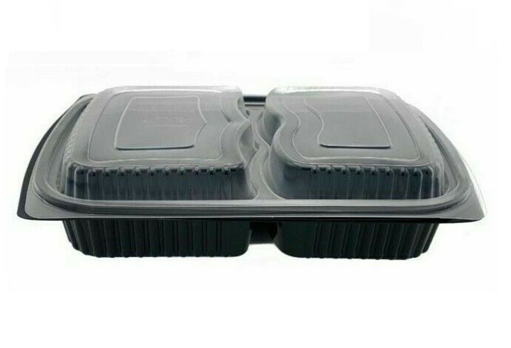 Somoplast [825] 1000cc 2 Compartment Black Microwaveable Container (Base)