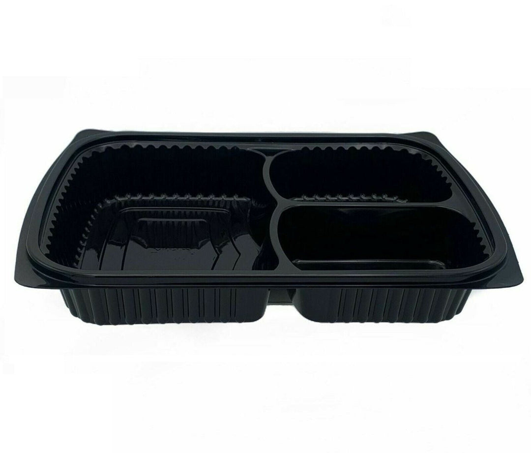 Somoplast [822] 1250cc 3 Compartment Black Microwaveable Container (Base)