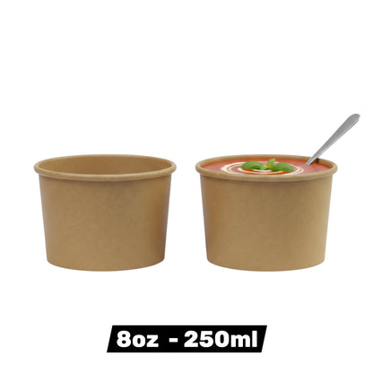 Kraft Paper Soup Containers with Lids – Leak-Proof Food Packaging (4 Sizes Available)