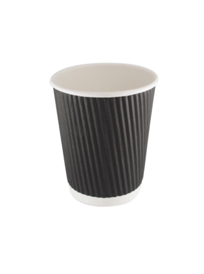 8oz Ripple Black Paper Cup