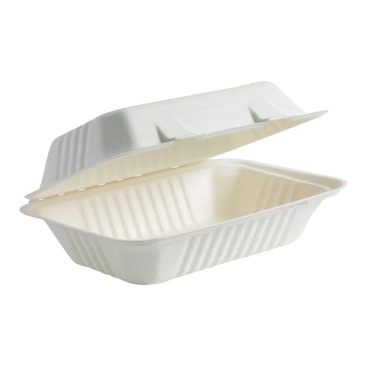 9x6x3 Bagasse Lunch Box Clamshell