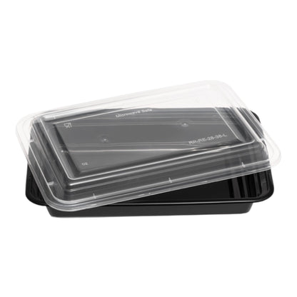 Rectangle Black Microwave Container & Clear Lid (5 Sizes)