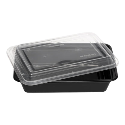 Rectangle Black Microwave Container & Clear Lid (5 Sizes)