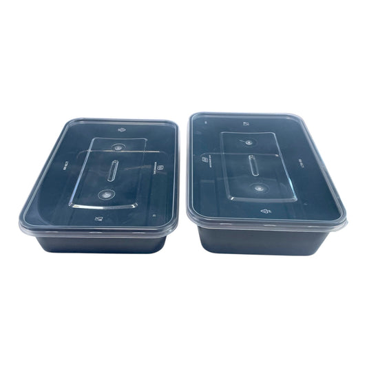 Black Base Microwavable Container with Clear Lid (2 Sizes)