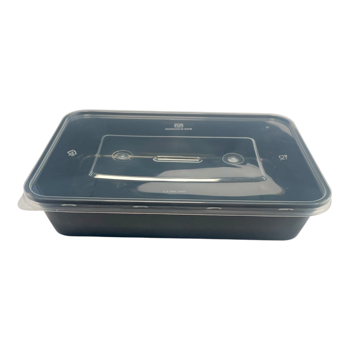 Black Base Microwavable Container with Clear Lid (2 Sizes)