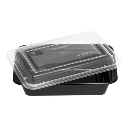 Rectangle Black Microwave Container & Clear Lid (5 Sizes)