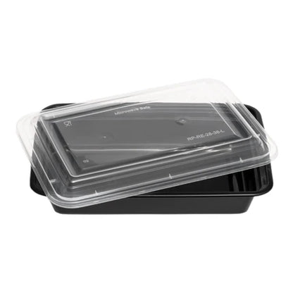 Rectangle Black Microwave Container & Clear Lid (5 Sizes)