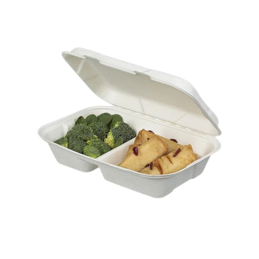 Bagasse 2-Compartment Container