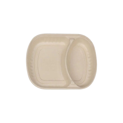 2 Compartment Sugarcane Container with Lid