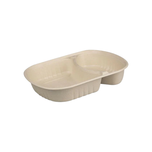 2 Compartment Sugarcane Container with Lid