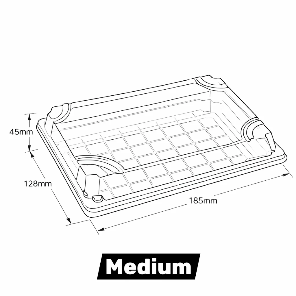 Black Sushi Container Base & Lid(2 Sizes)