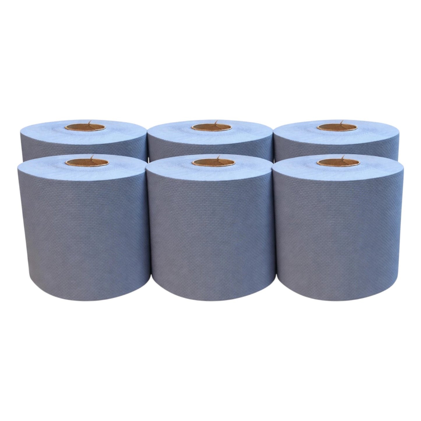Food Packaging Direct blue embossed 2-ply centrefeed paper rolls for industrial cleaning and spill absorption