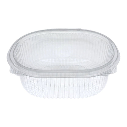 Food Packaging Direct clear plastic hinged container with a durable ribbed design for food display and takeaway.