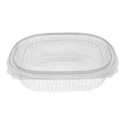 Food Packaging Direct clear plastic hinged container with a ribbed design for food display and take-out