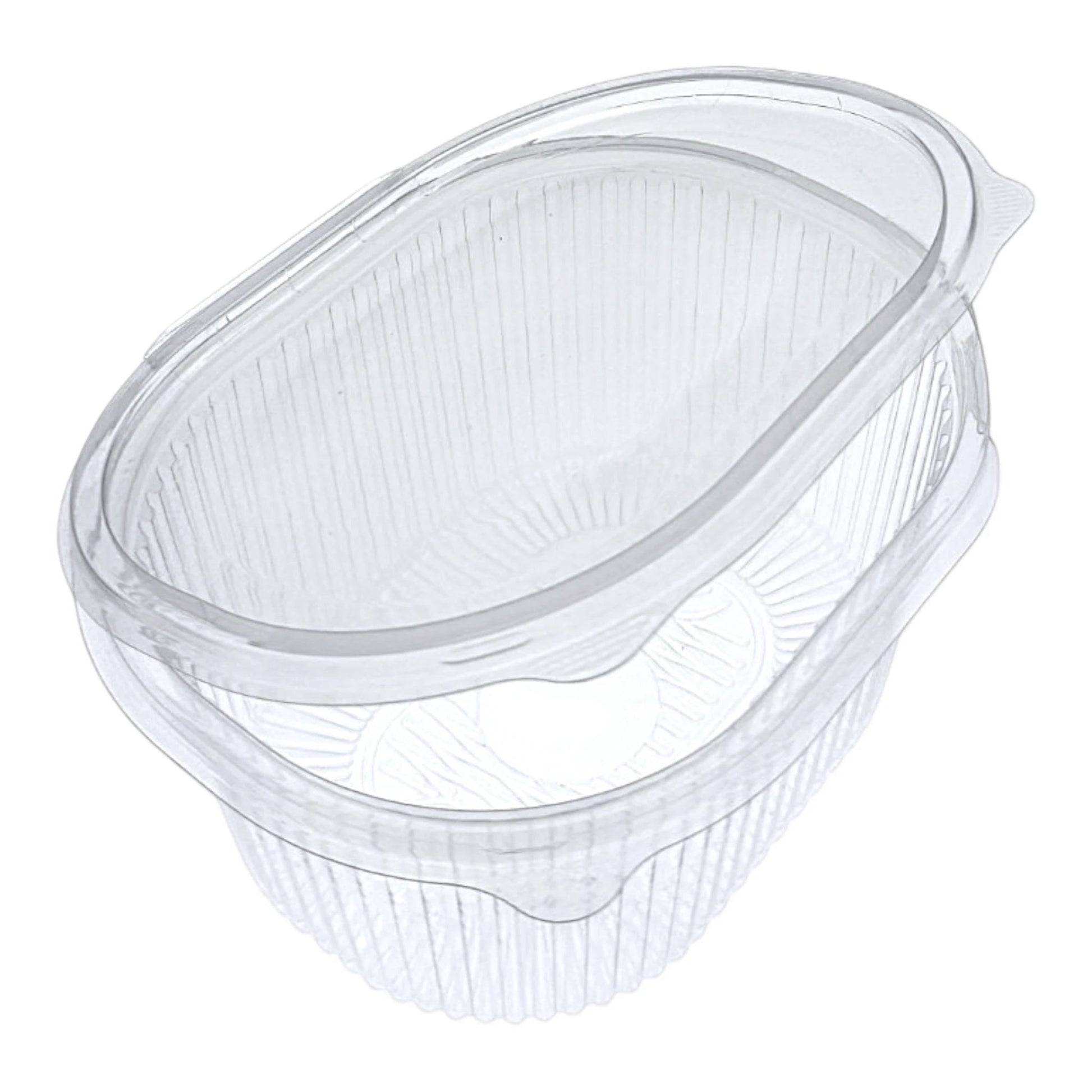 Food Packaging Direct clear plastic hinged container with ribbed design for food display and take-out