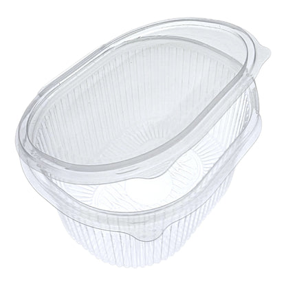 Food Packaging Direct clear plastic hinged container with ribbed design for food display and take-out