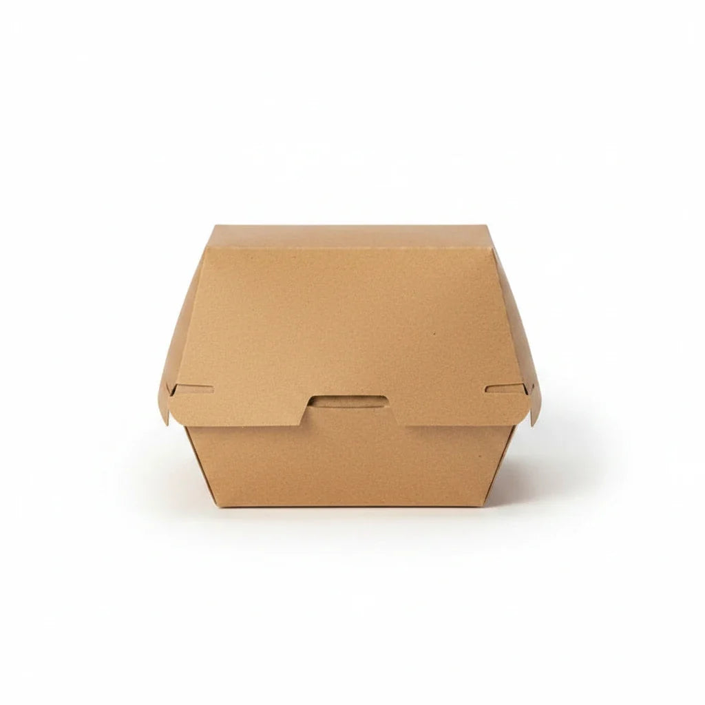 Food Packaging Direct corrugated kraft clamshell burger box for eco-friendly takeaway food service