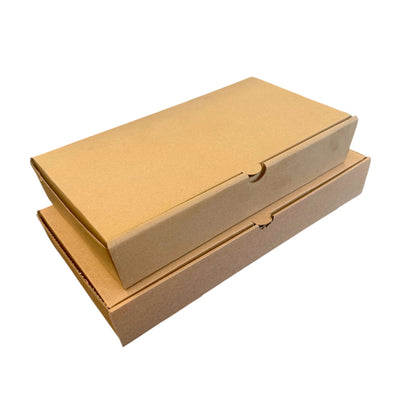 Food Packaging Direct corrugated kraft fish and chips boxes in two sizes for sustainable takeaway food service.