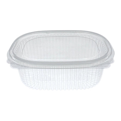 Food Packaging Direct Rhino clear plastic hinged container with a ribbed structure for food display and take-out