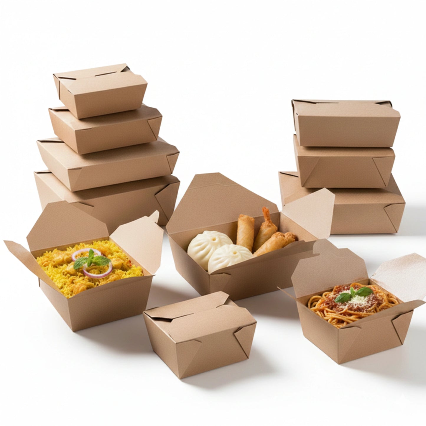 Leakproof Kraft Deli Food Boxes – Eco-Friendly (6 Sizes)