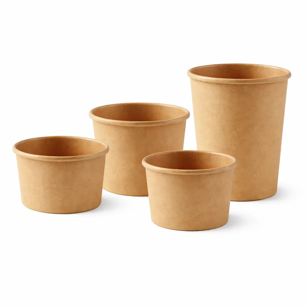 Kraft Paper Soup Containers with Lids – Leak-Proof Food Packaging (4 Sizes Available)