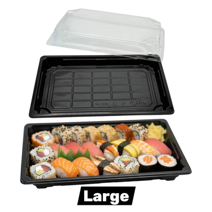 Black Sushi Container Base & Lid(2 Sizes)