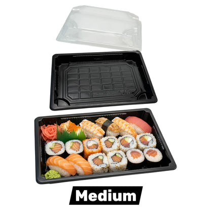 Black Sushi Container Base & Lid(2 Sizes)