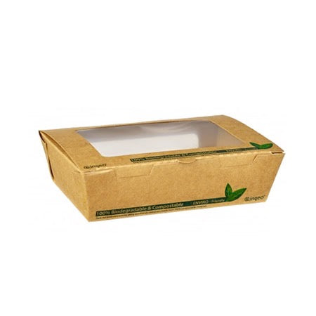 1200ml PLA Tuck Top Kraft Window Salad Boxes