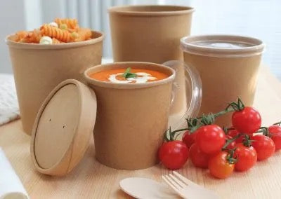 16oz Kraft Soup Cup Lid PE
